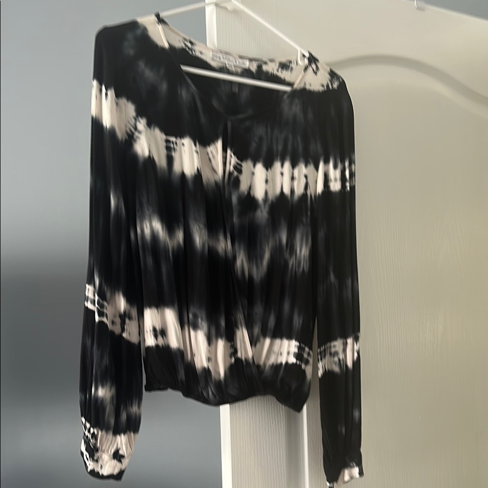 NWOT Young Fabulous and Broke Black and White Tie-Dye Women's Top